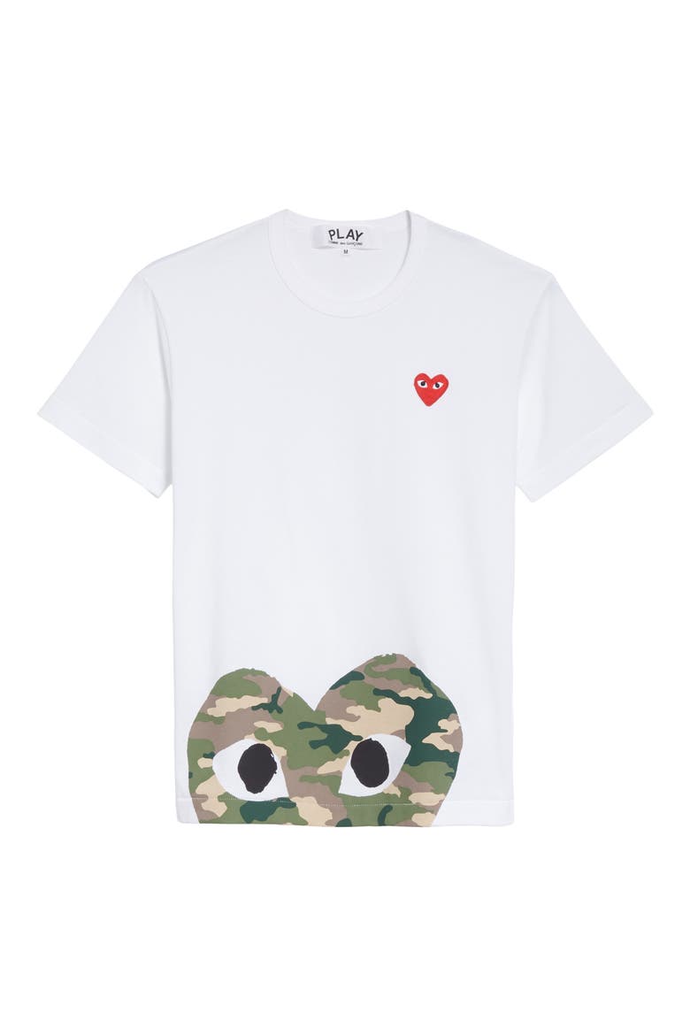 Camo Peek Heart Graphic Tee, Alternate, color, WHITE