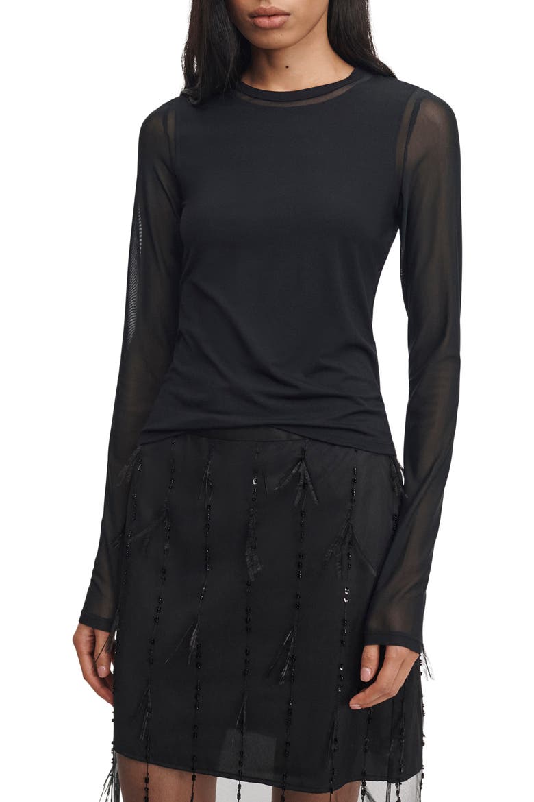 Luca Shadow Long Sleeve Top, Alternate, color, BLACK