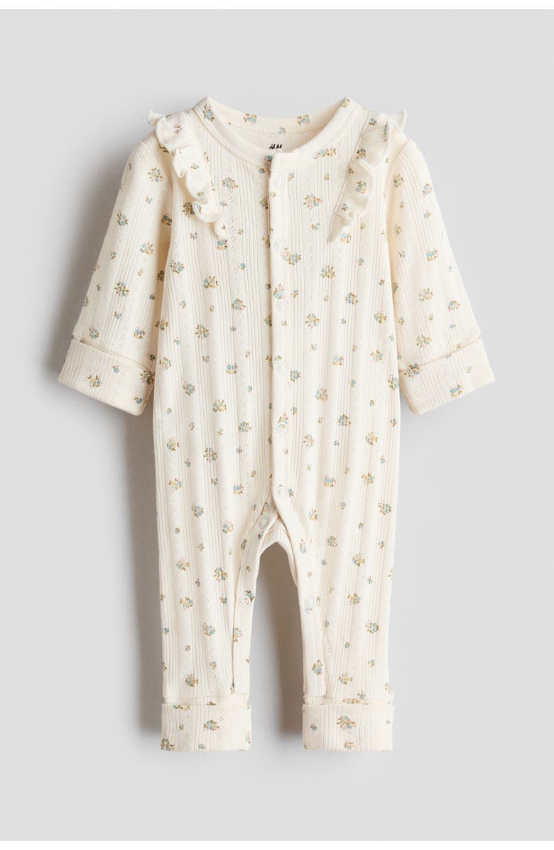 H&M Adjustable-fit Romper Suit, Main, color, Light Beige/Floral