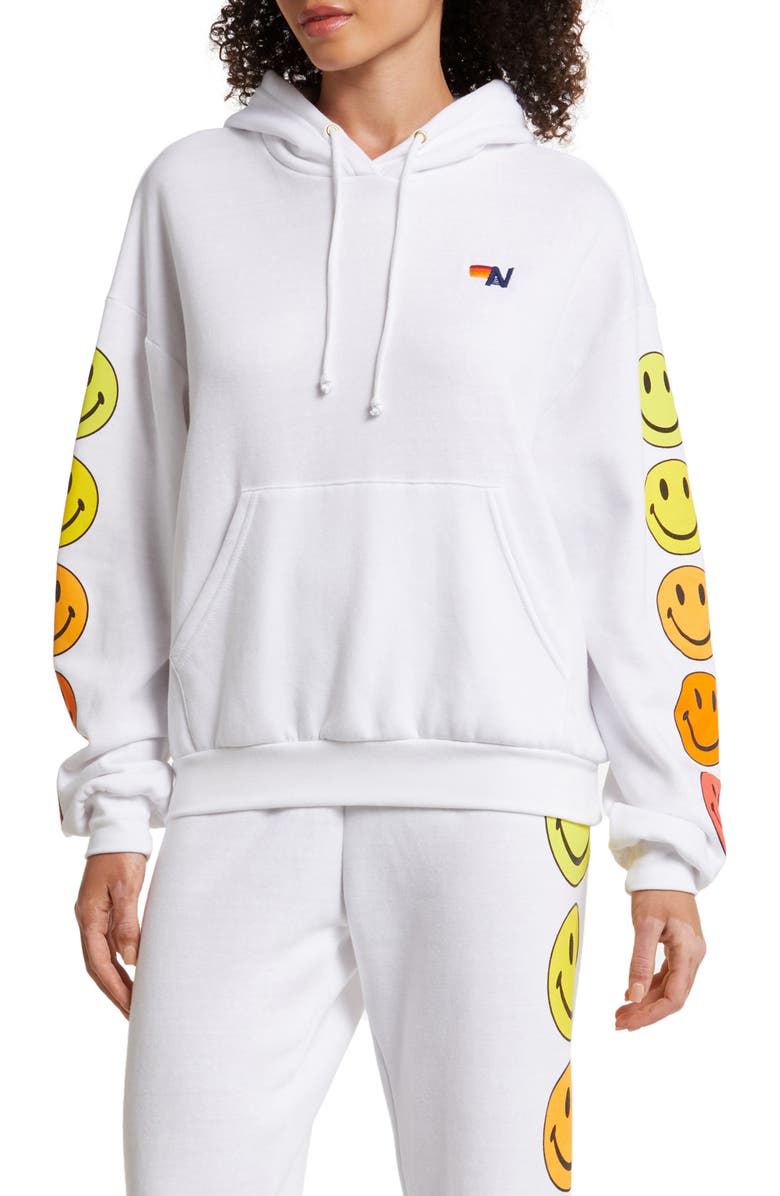 Aviator Nation Smiley Graphic Hoodie, Main, color,