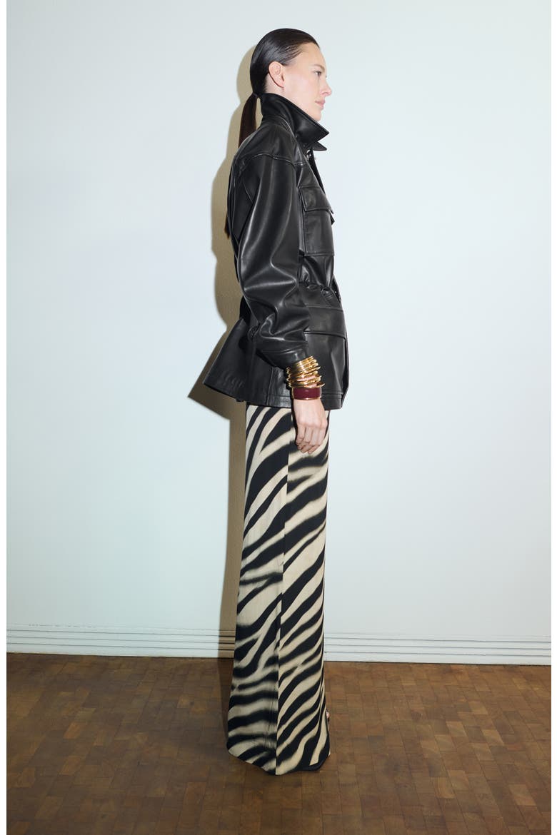 Zebra Print Straight Leg Pants, Alternate, color, BLACK
