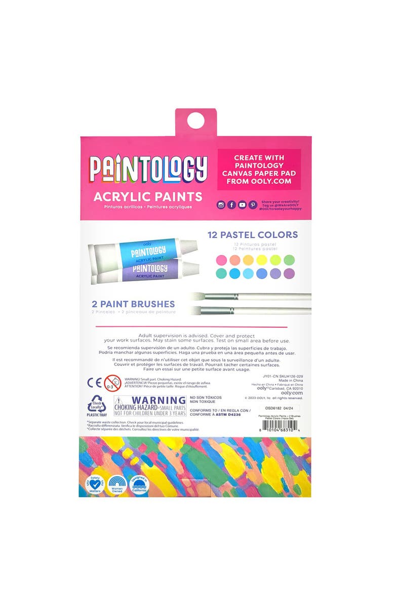 OOLY Paintology Acrylic Paint Set, 12 Pastel Colors, Alternate, color, Multicolored