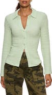 Sanctuary Dreamer Textured Bubble Knit Button-Up Shirt