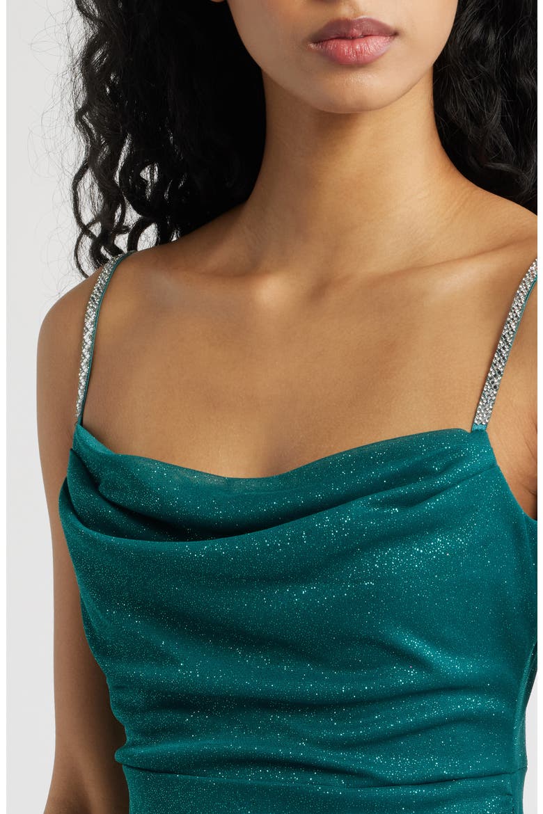 Metallic Rhinestone Strap Gown, Alternate, color, HUNTER