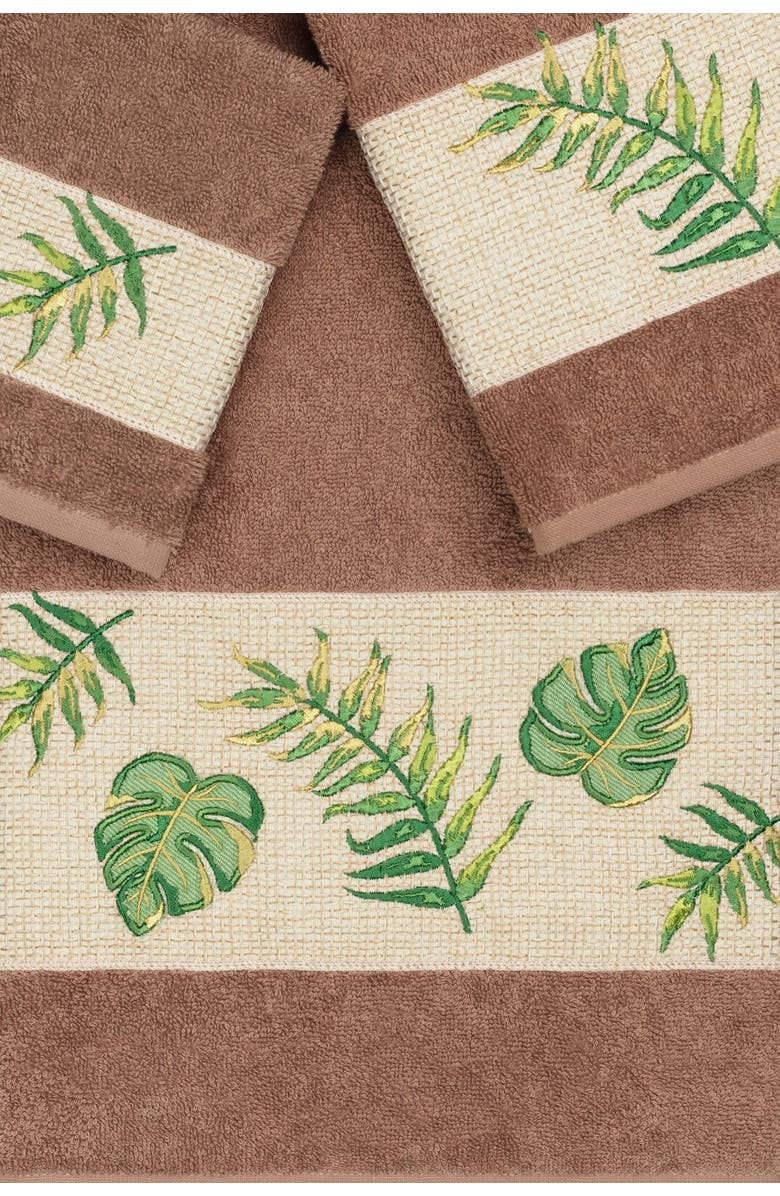 Linum Home Textiles Zoe 3-Piece Embellished Towel Set - Latte, Alternate, color, Latte