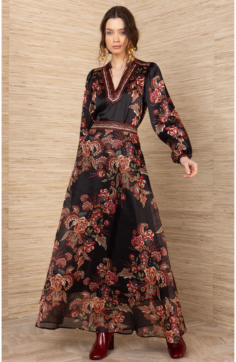 Hale Bob Araceli Organza Skirt, Main, color, Black