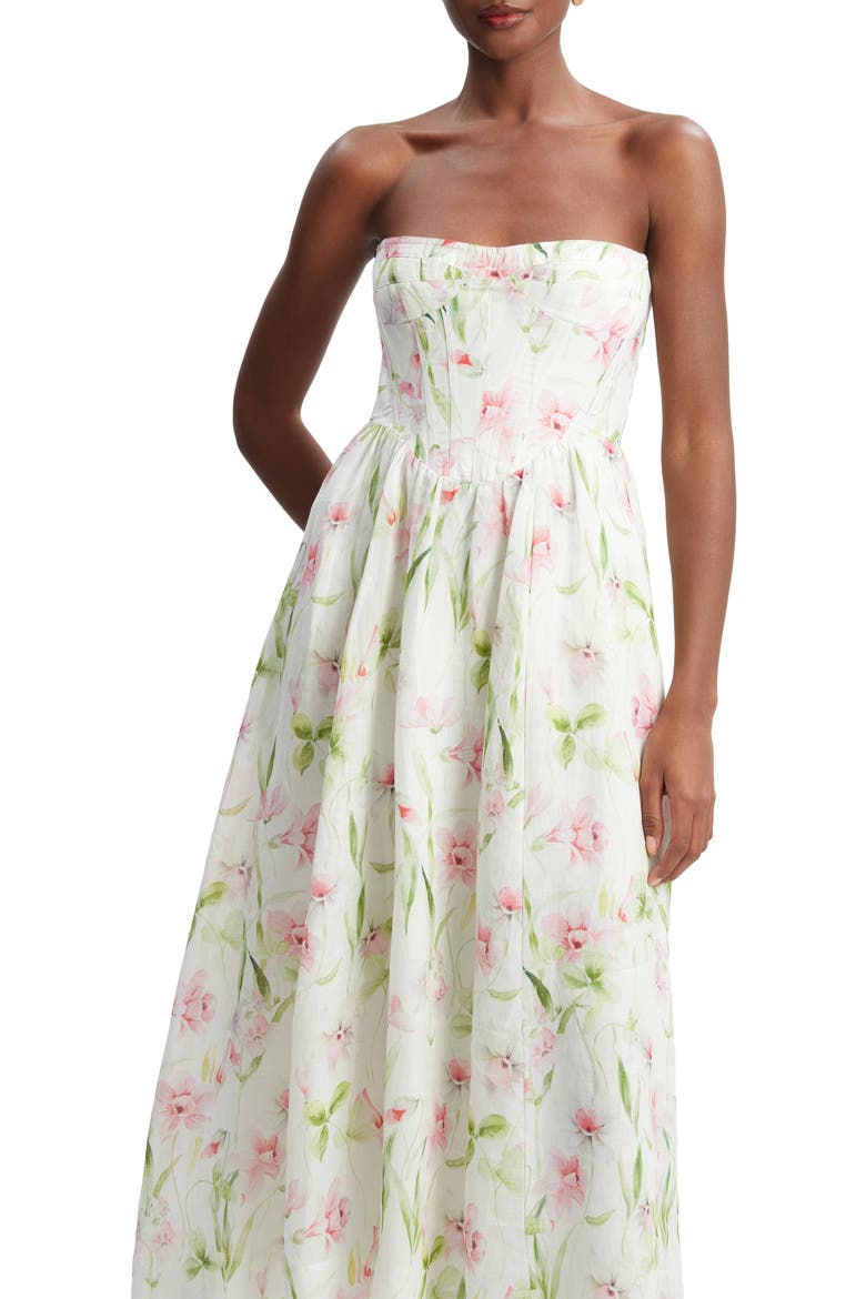 bardot strapless corset dress Lola Floral (Women) with 100% cotton embroidery loop-ae-054 Age:5-6 Years Girls Maxi Casual Dresses,