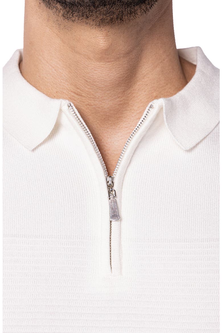 Ottoman Accent Short Sleeve Half-Zip Sweater, Alternate, color, WHITE