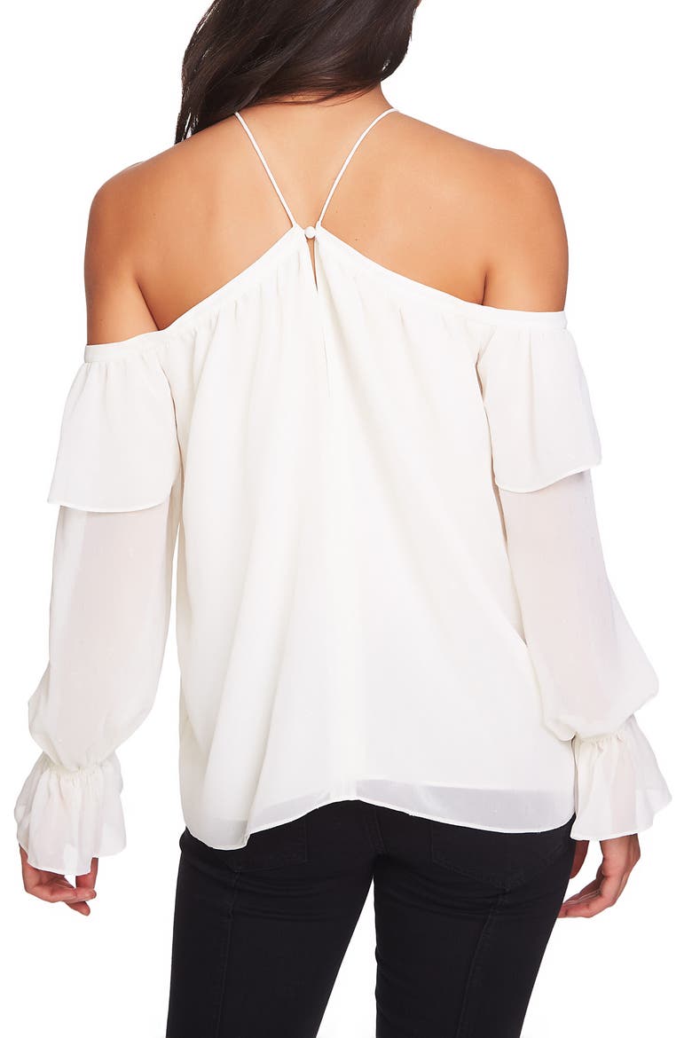 Cold Shoulder Halter Top, Alternate, color, ANTIQUE WHITE