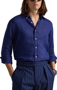 Polo Ralph Lauren Solid White Linen Button-Down Shirt