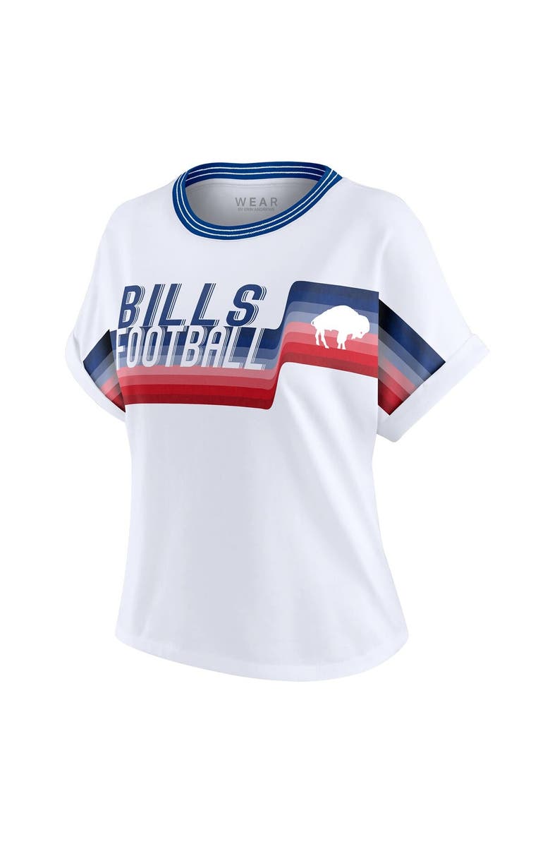 WEAR by Erin Andrews Women's WEAR by Erin Andrews White Buffalo Bills Cropped Center Stripe Dolman T-Shirt, Alternate, color, White