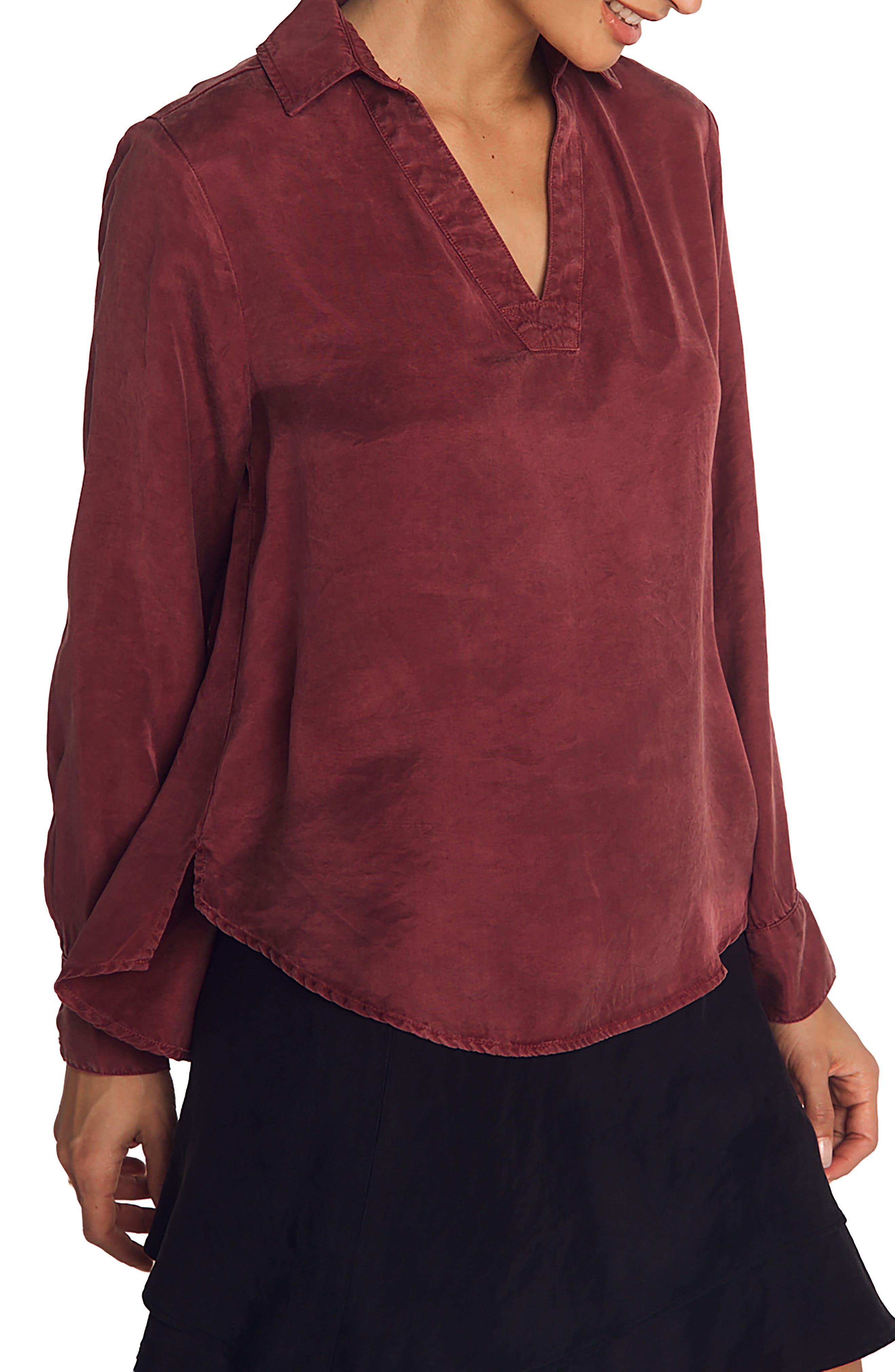 Bella Dahl Long Sleeve Top in Ruby Dusk 