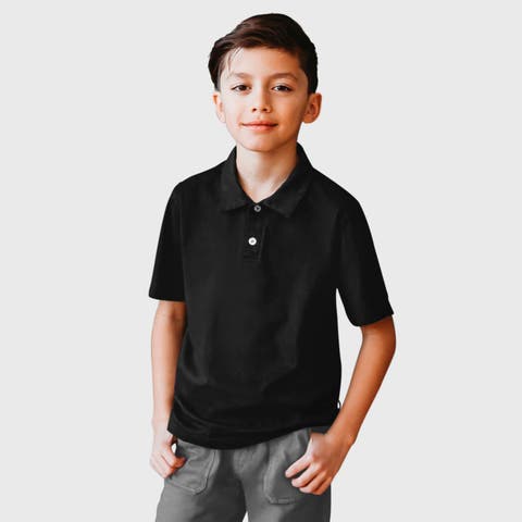 Boys Soft Cotton Jersey 2-Button Short Sleeve Polo Shirt (Toddler, Little Kid, Big Kid)