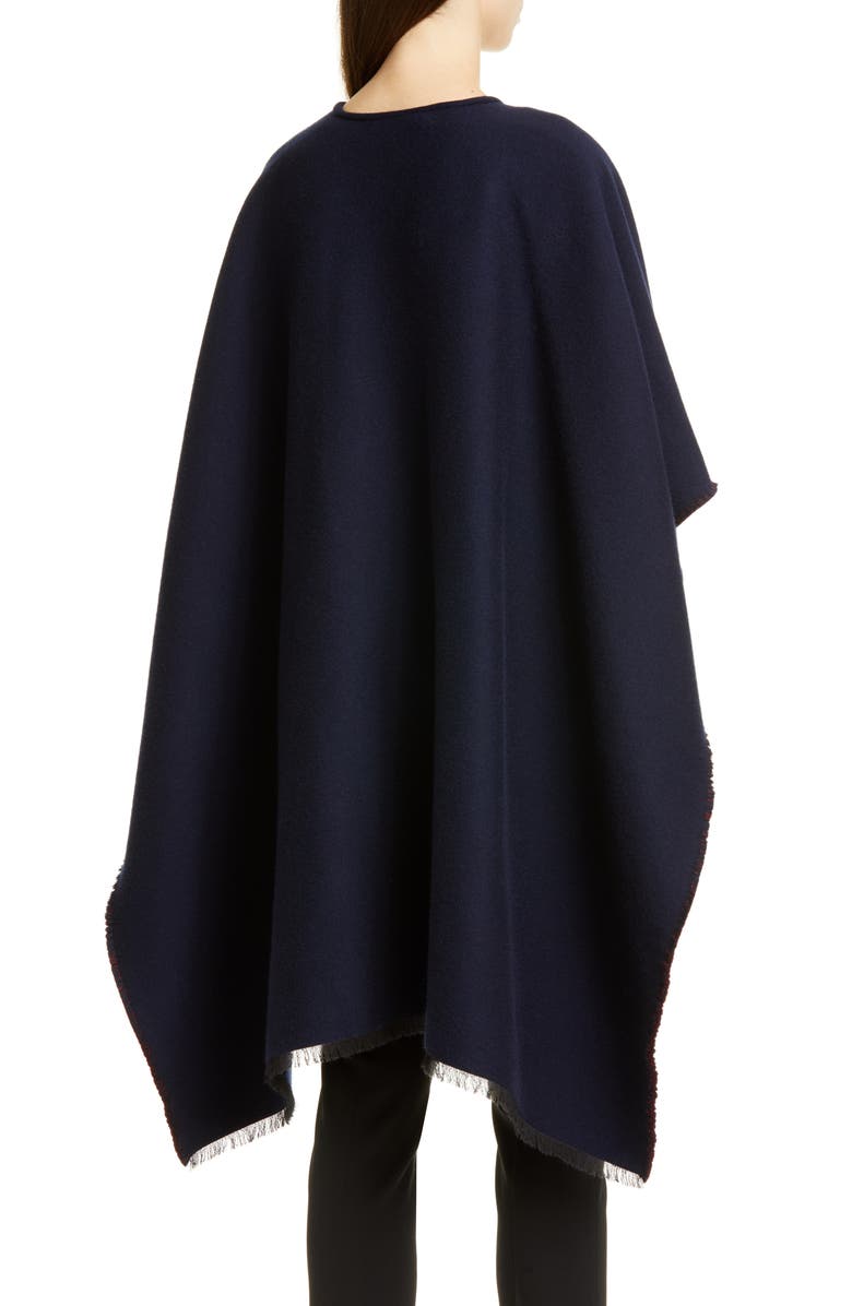 Valentino Garavani Valentino Logo Jacquard Wool & Silk Poncho, Alternate, color,