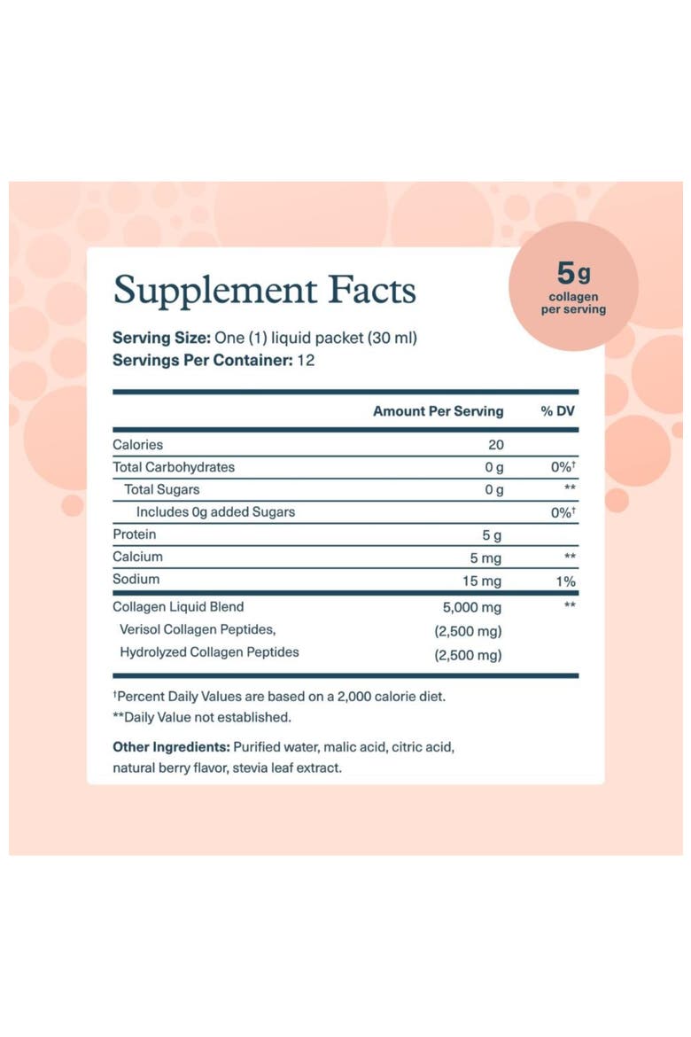 Collagen Liquid Hydrolyzed Peptides Hair Nail Joint Supplement 1 oz, Alternate, color, None