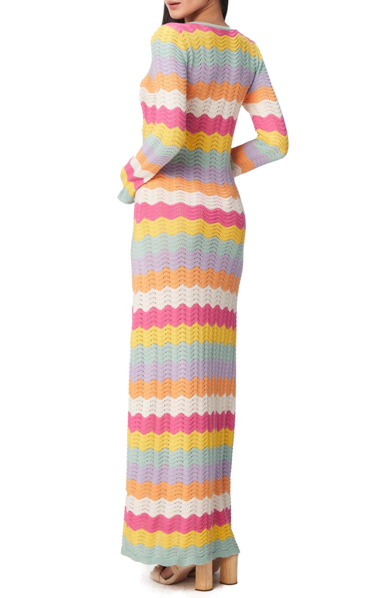 Capittana Ella Stripe Long Sleeve Knit Cover-Up Dress, Alternate, color, Multicolor Pink