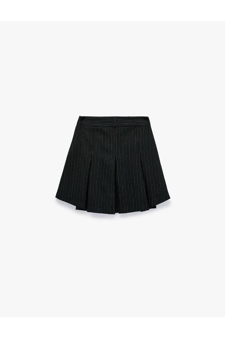 High Rise Pleated Pinstriped Mini Skirt, Alternate, color, NAVY STRIPE