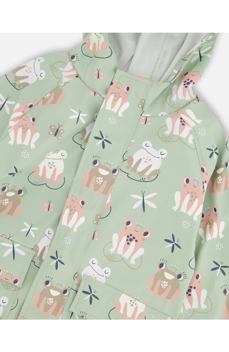 Deux par Deux Polyurethane Frog Rain Jacket, Alternate, color, Green With Frog Print