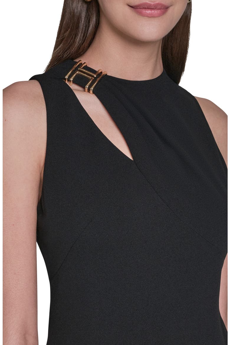 Cutout Asymmetric Midi Dress, Alternate, color, BLACK