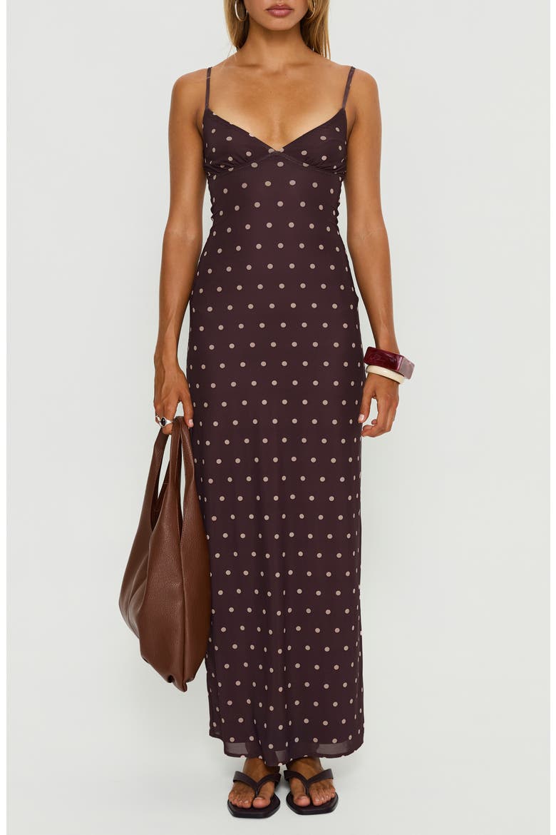 Dot Sleeveless Mesh Maxi Dress, Main, color, PLUM / PINK POLKA DOT