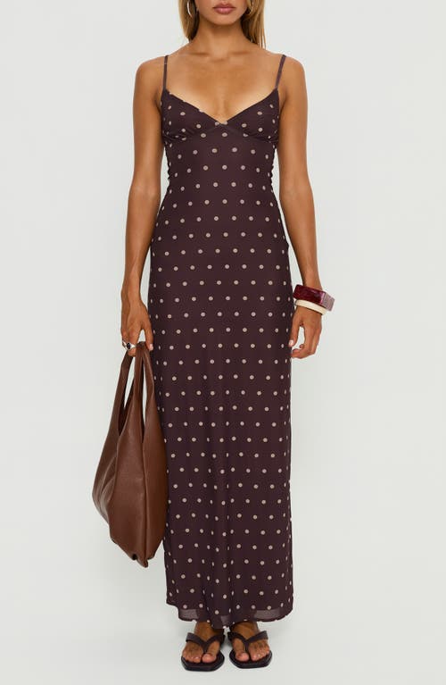 Princess Polly Dot Sleeveless Mesh Maxi Dress in Plum/pink Polka Dot at Nordstrom, Size 4