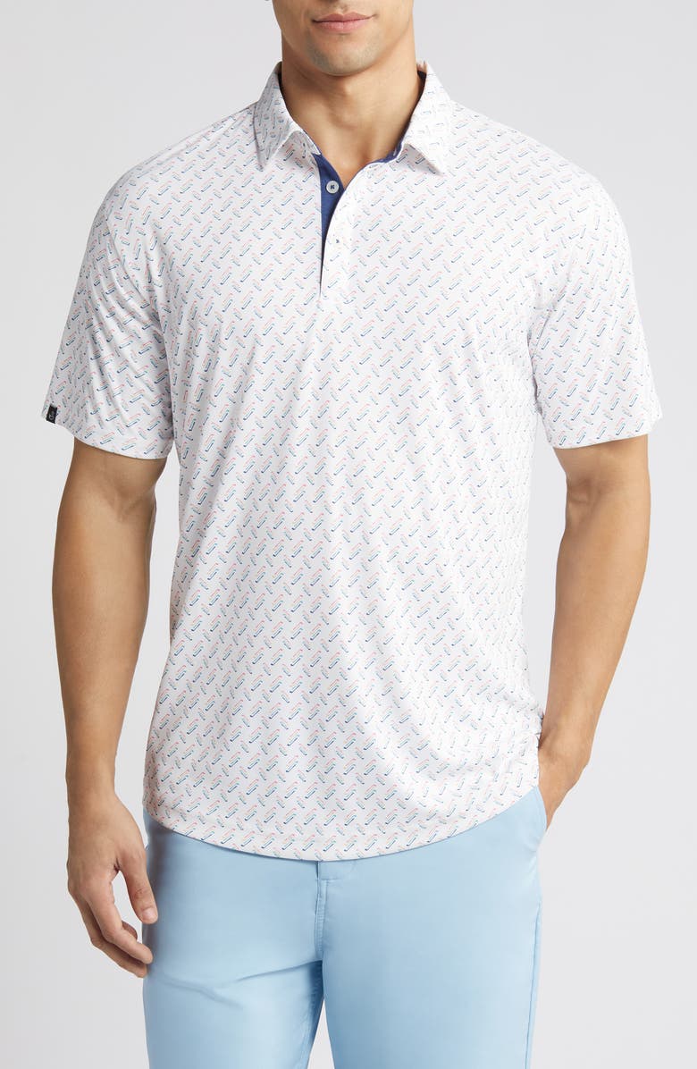Swannies Max Golf Club Print Golf Polo, Main, color, White