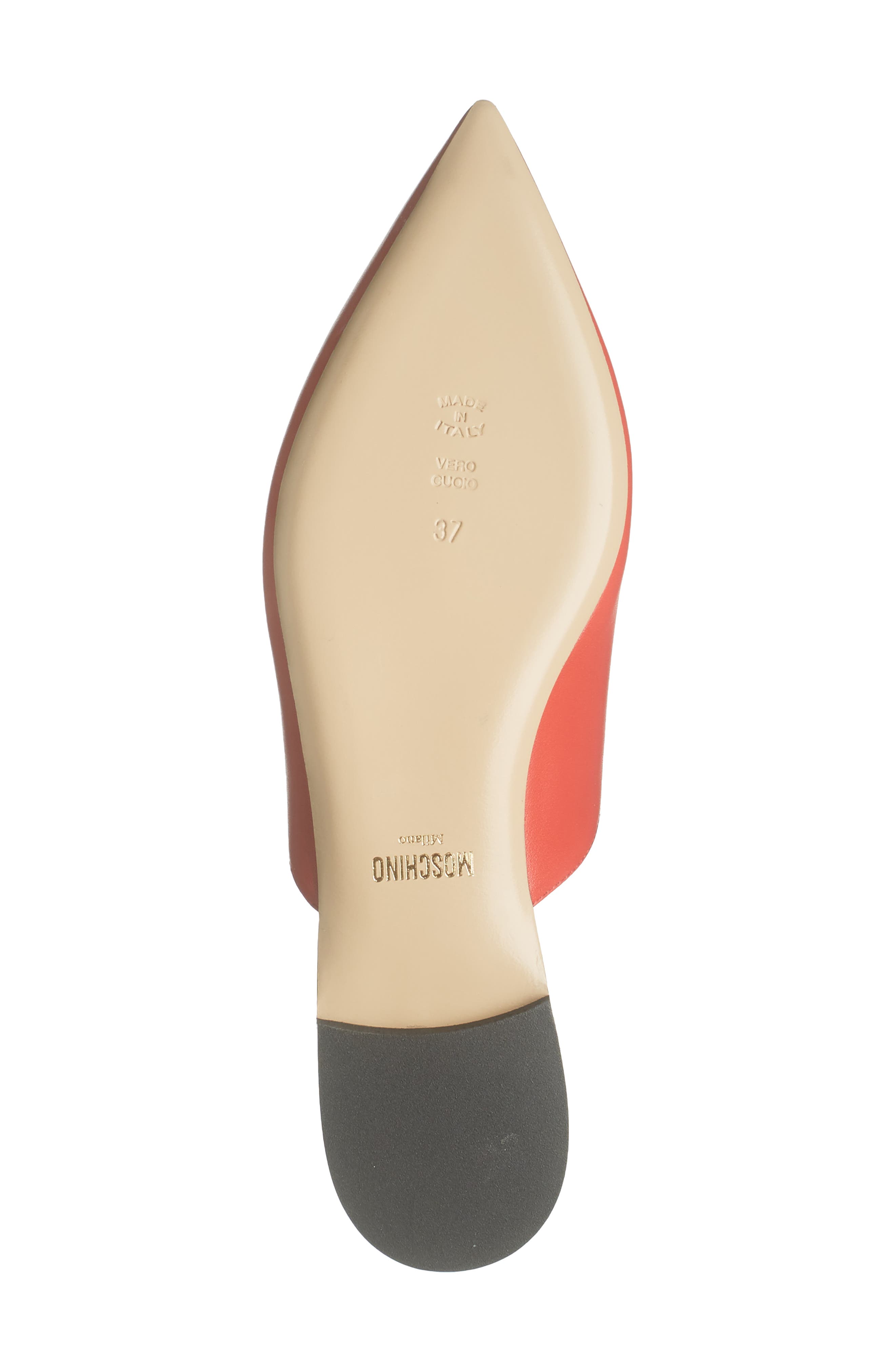 Moschino Logo Pointy Toe Mule, Alternate, color, 