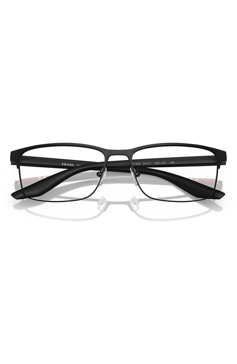 Prada Linea Rossa 55mm Rectangular Optical Glasses, Alternate, color, 