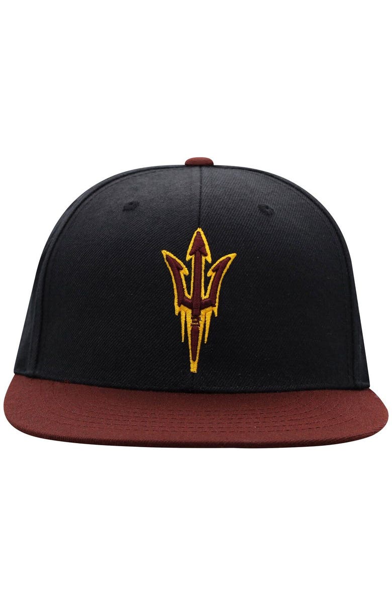 TOP OF THE WORLD Men's Top of the World Black/Maroon Arizona State Sun Devils Team Color Two-Tone Fitted Hat, Alternate, color, Black