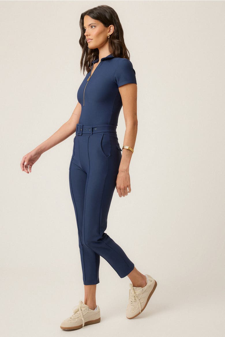 High Waist Belted Hybrid Golf Pants, Alternate, color, navy-blue