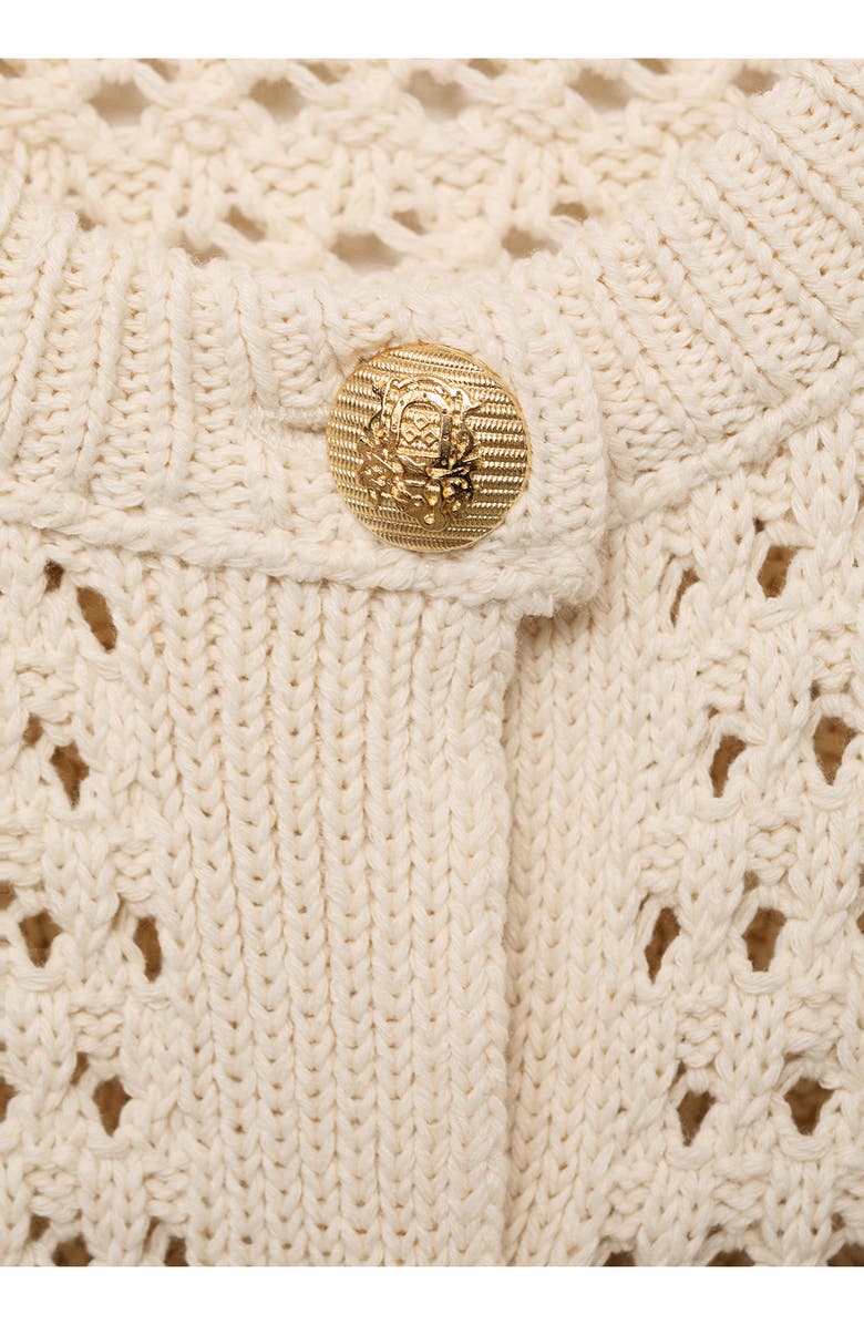 MANGO Stripe Openwork Cardigan, Alternate, color, Navy