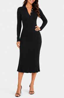 Collared Long Sleeve Sweater Dress