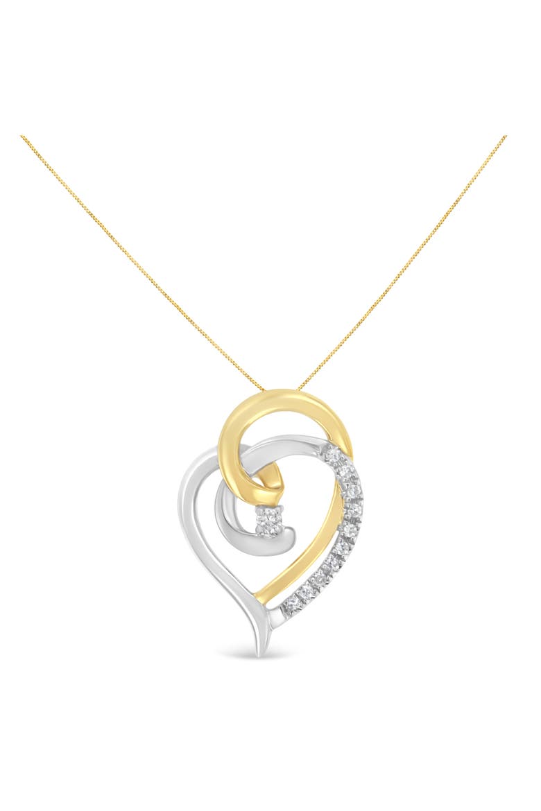 10K Gold Diamond Accent Open Double Heart Spiral Curl Pendant Necklace, Alternate, color, Yellow