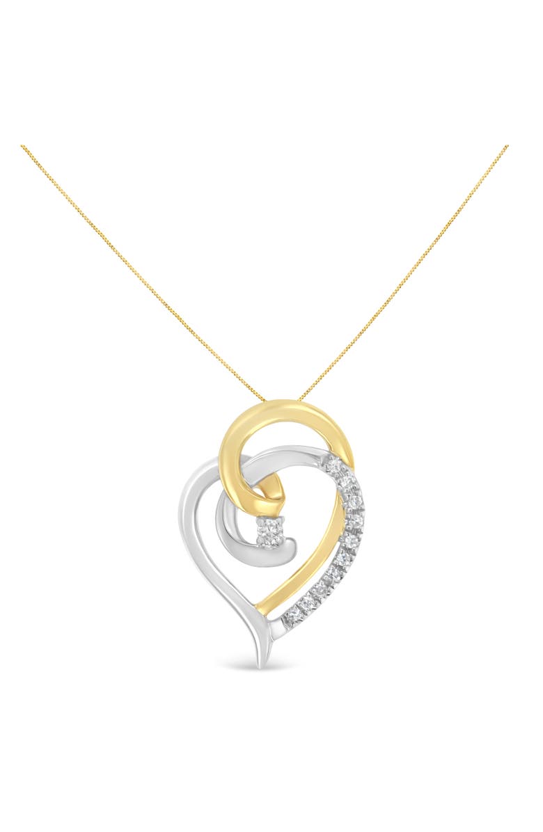 Haus of Brilliance 10K Gold Diamond Accent Open Double Heart Spiral Curl Pendant Necklace, Alternate, color, Yellow