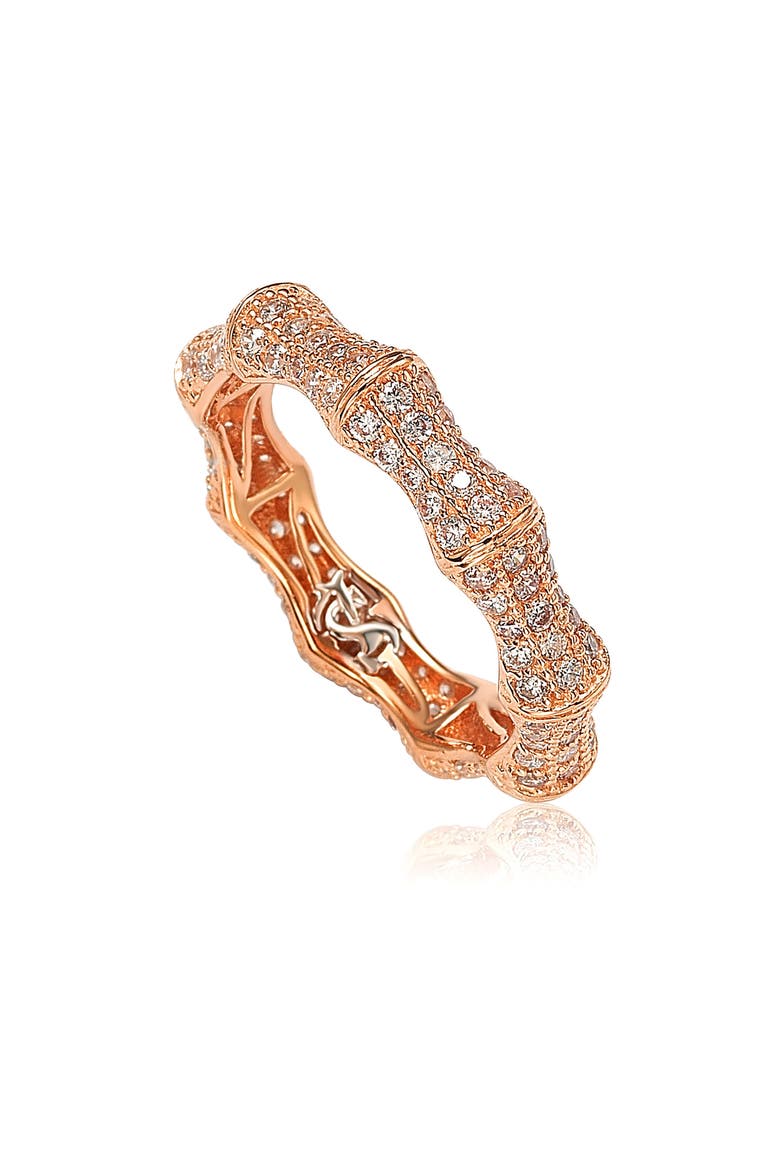 Pavé Cubic Zirconia Bamboo Eternity Ring, Main, color, PINK