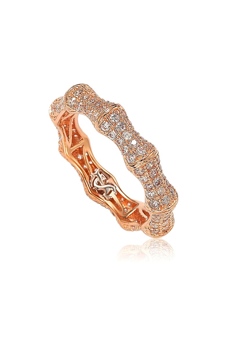 SUZY LEVIAN Pavé Cubic Zirconia Bamboo Eternity Ring, Main, color, Pink