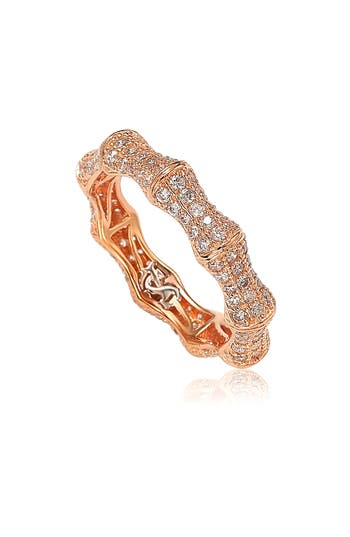 Suzy Levian Rosed Sterling Silver Cubic Zirconia Eternity Band - Pink In Gold