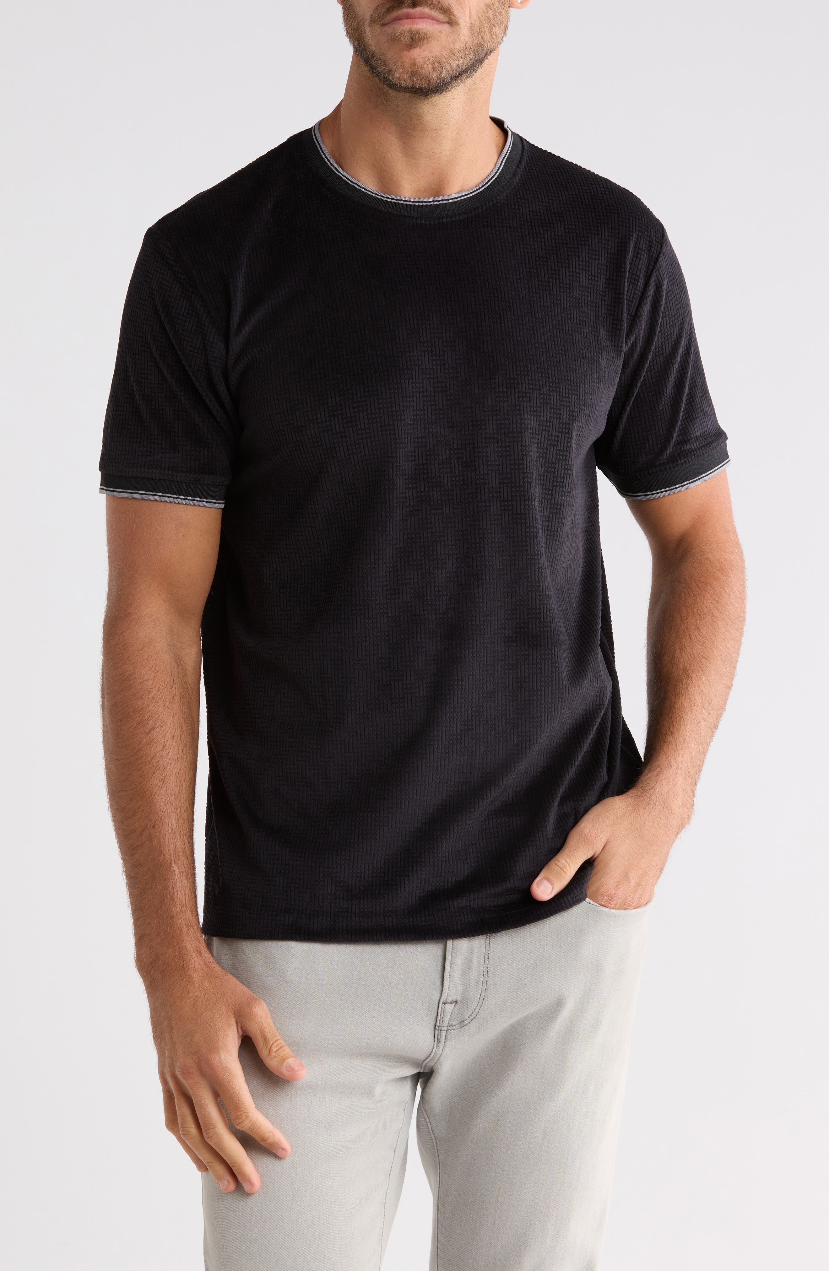 Tipped Textured Crewneck T-shirt