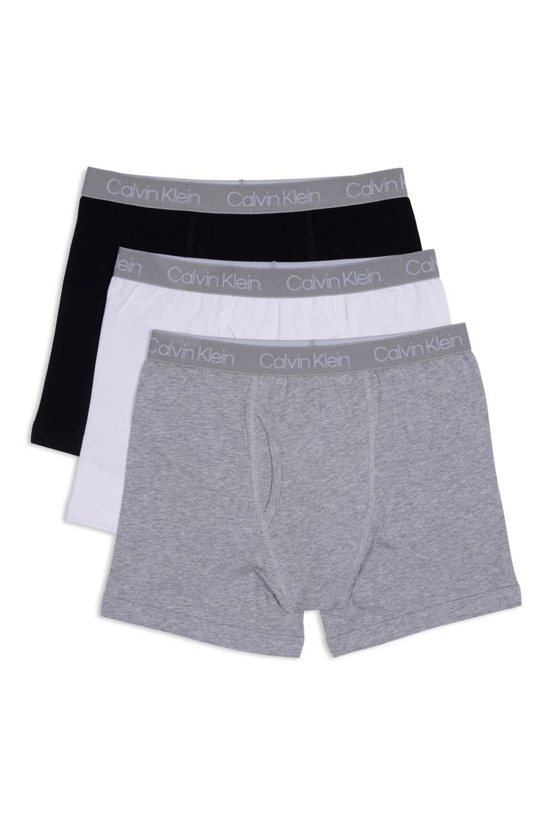 Kids' Pack of Three Boxer Briefs, Main, color, HEATHER GREY/ WHITE/ BLACK