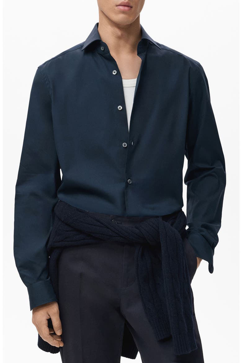Regular Fit Cotton Oxford Cloth Button-Up Shirt, Main, color, NAVY
