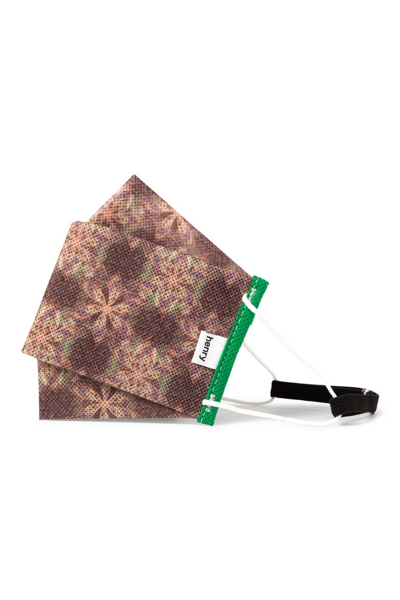 Adult Pleated Face Mask, Alternate, color, CHIA FLOWER
