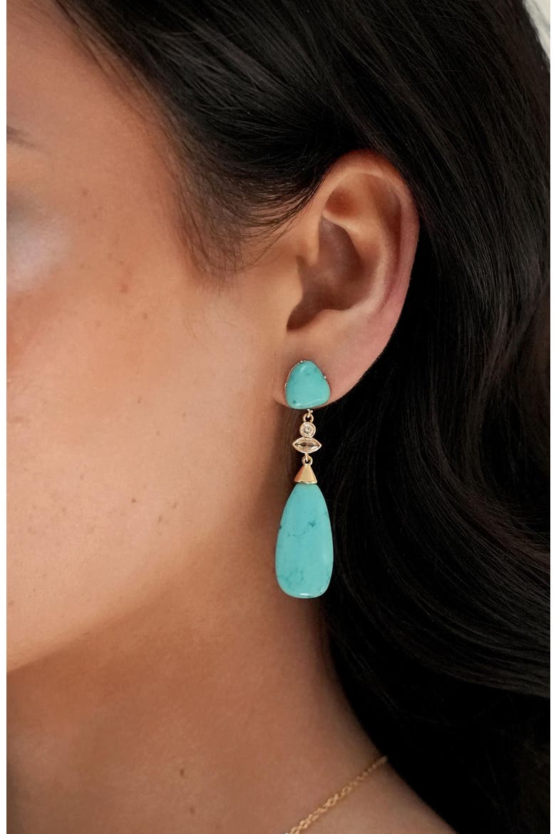 Reconstituted Turquoise Drop Earrings, Alternate, color, TURQUOISE