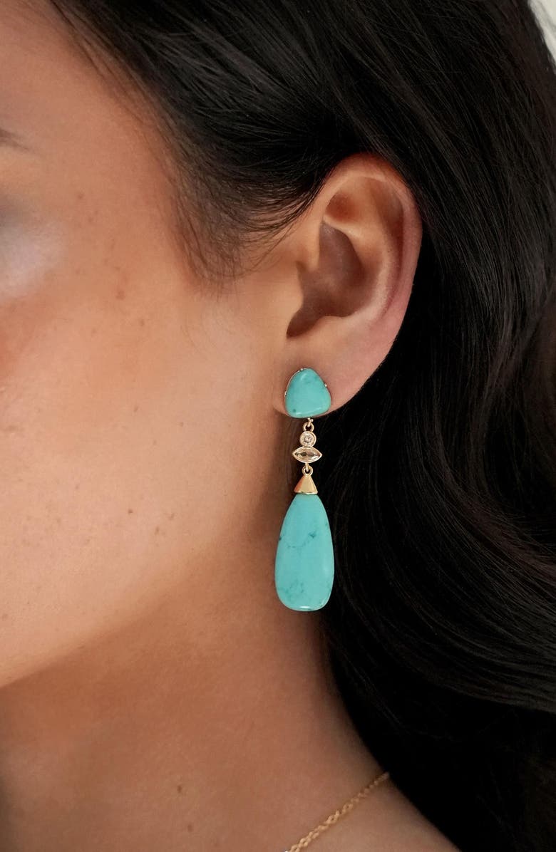 Ettika Reconstituted Turquoise Drop Earrings, Alternate, color, Turquoise
