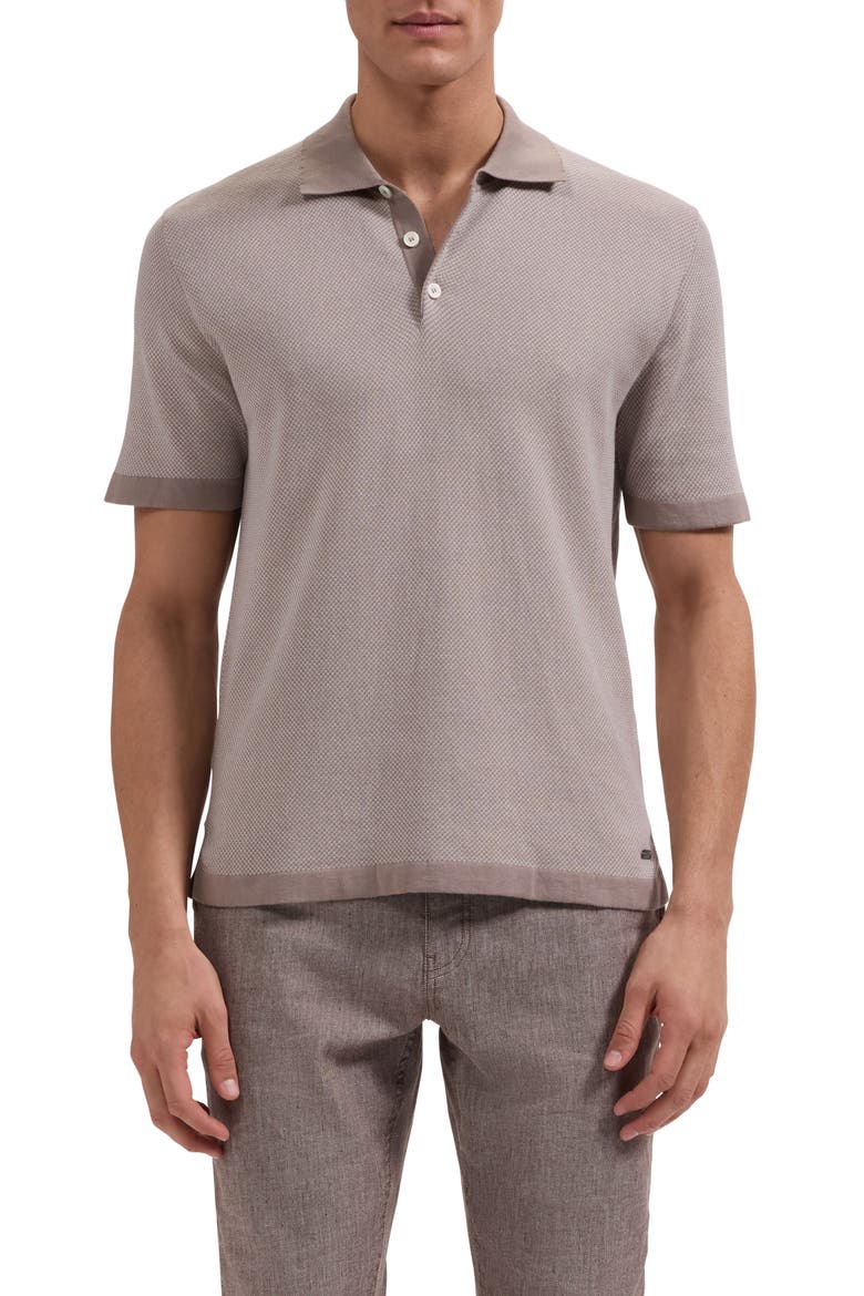 Geometric Jacquard Polo Sweater, Main, color, WALNUT