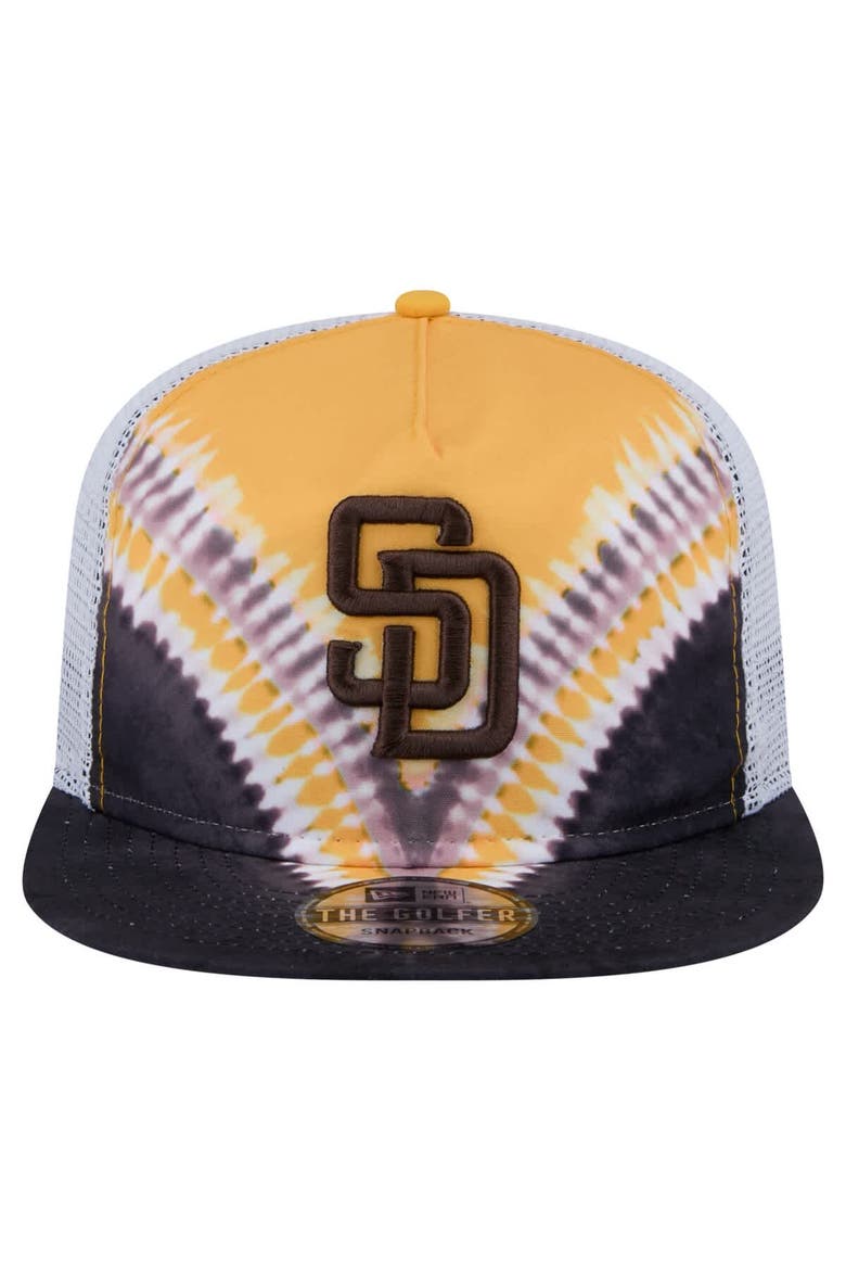 Men's New Era San Diego Padres Tie-Dye Golfer Trucker Adjustable Hat, Alternate, color, Brown