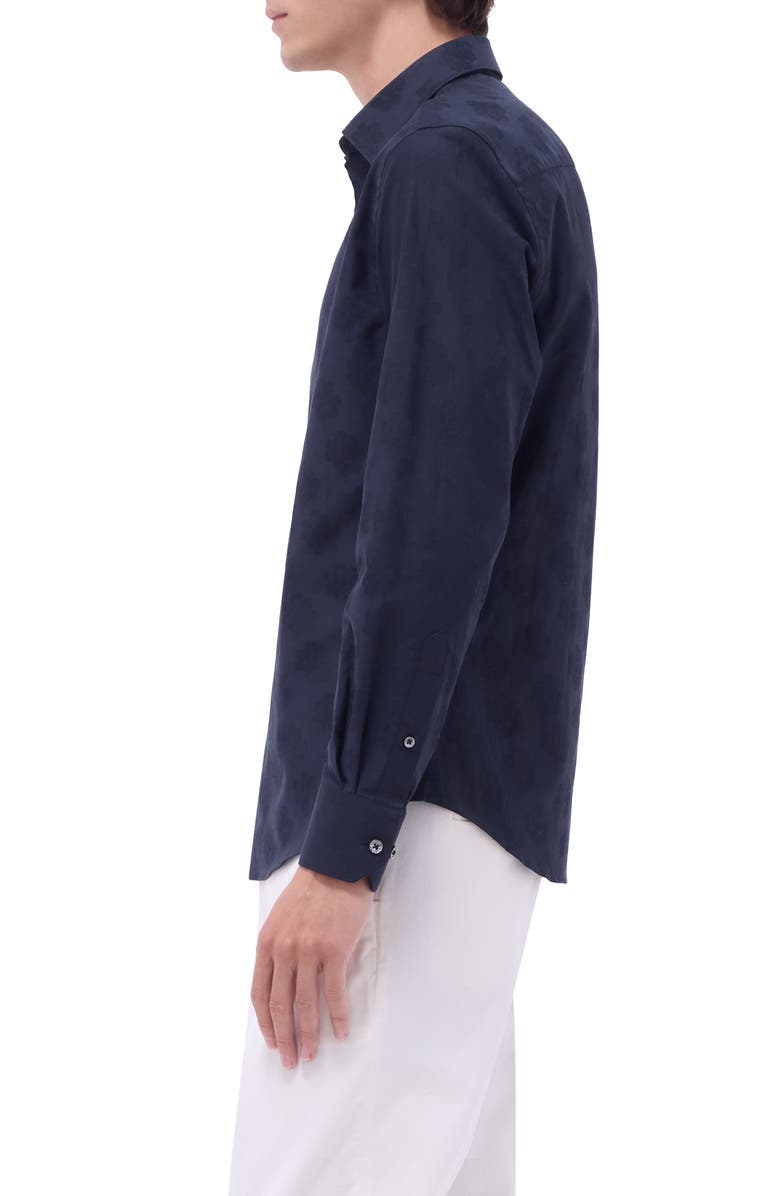 Bugatchi Julian Floral Jacquard Stretch Cotton Button-Up Shirt, Alternate, color, 