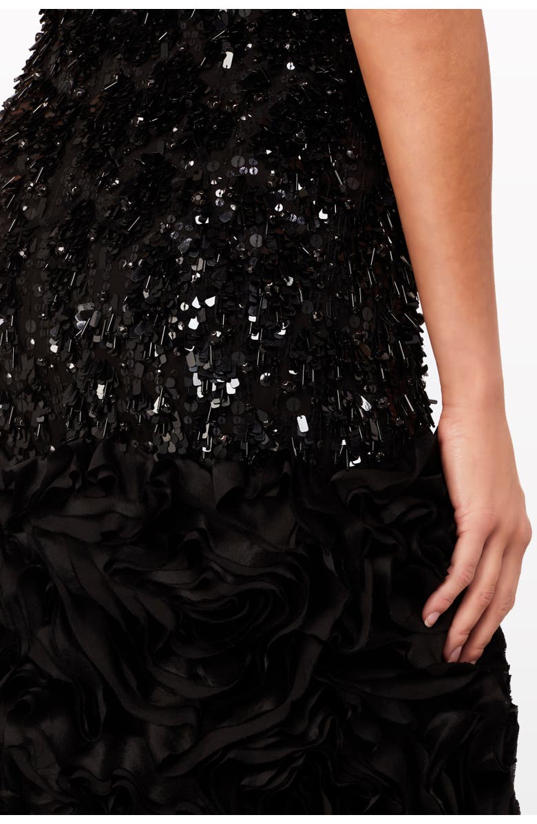 Jenny Packham Julianne Sequin-Embellishment Ruffle Maxi Dress, Alternate, color, Liquorice