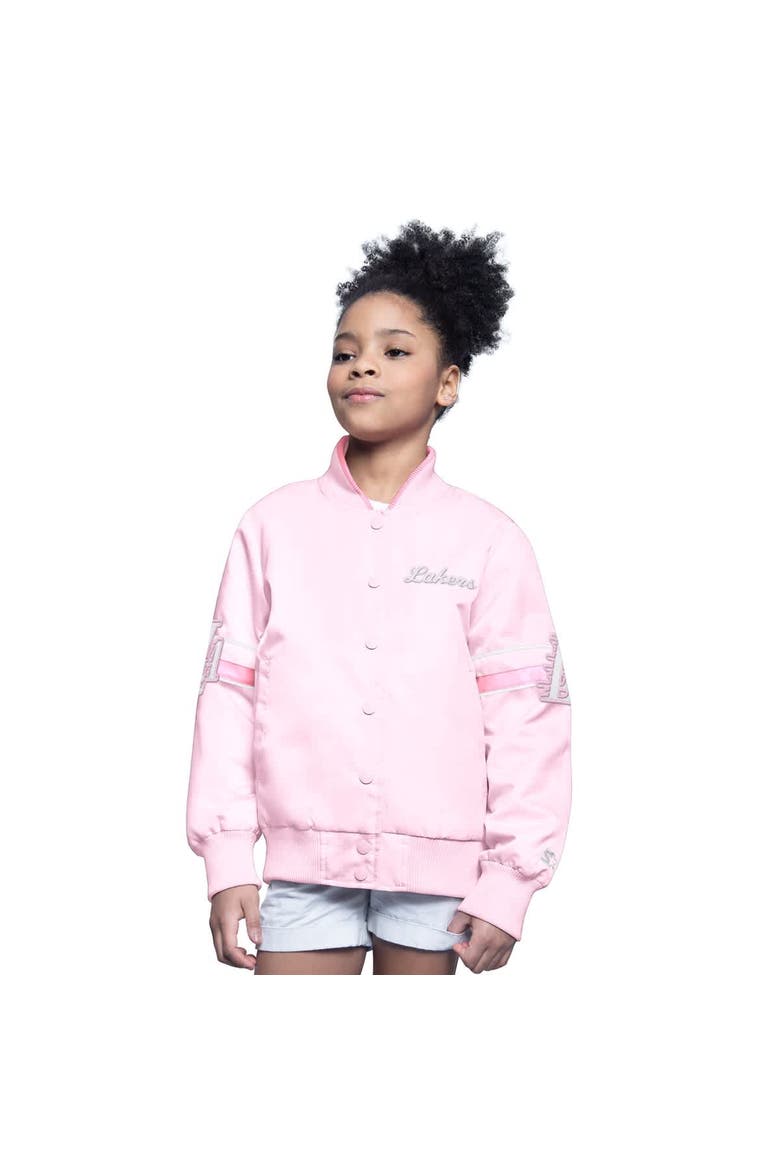 Youth Starter  Light Pink Los Angeles Lakers Arena Full-Snap Varsity Jacket, Alternate, color, Light Pink
