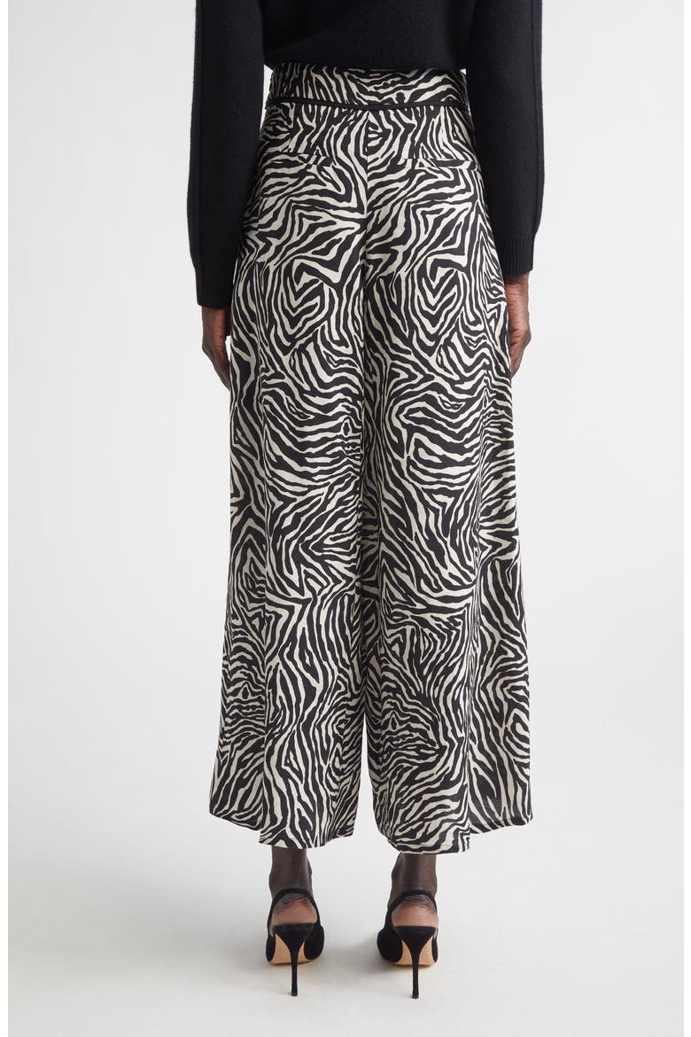 Romy Zebra Print Wide Leg Crop Pants, Alternate, color, BLACK/ LINEN