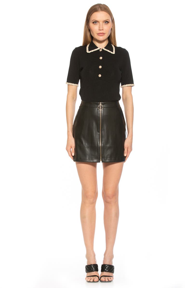 Alexia Admor Collared Knit Short Sleeve Top, Alternate, color,